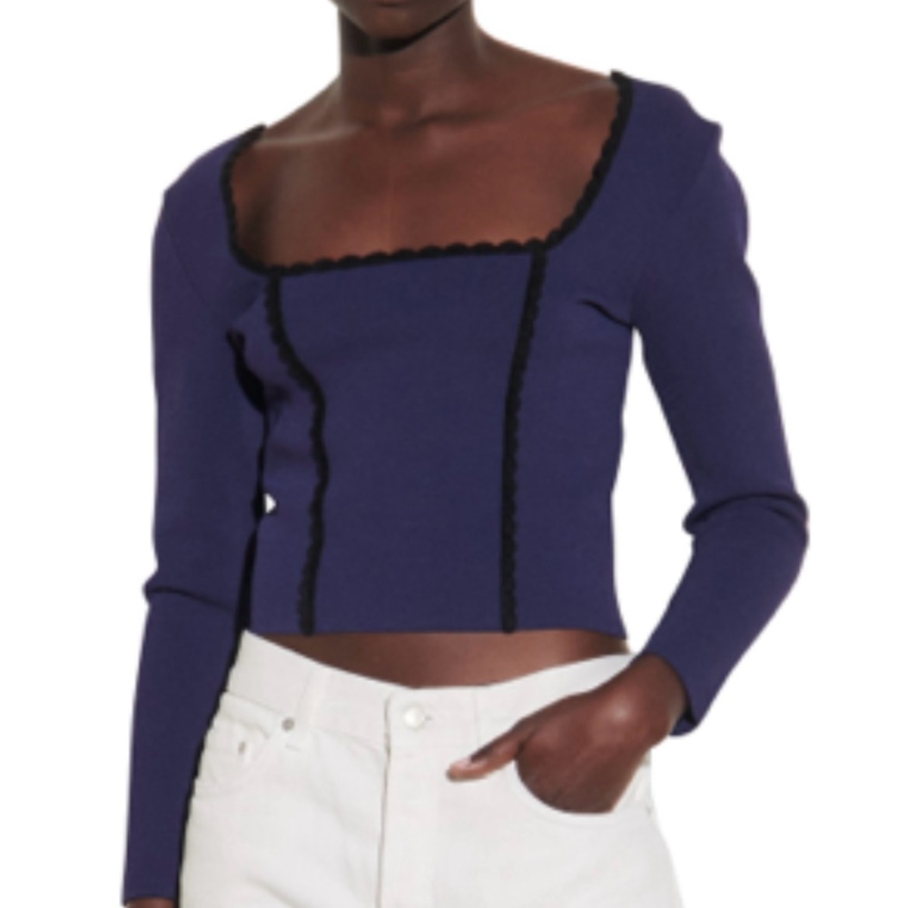 NWT Sandro Crop Square Neck Top Size 1
